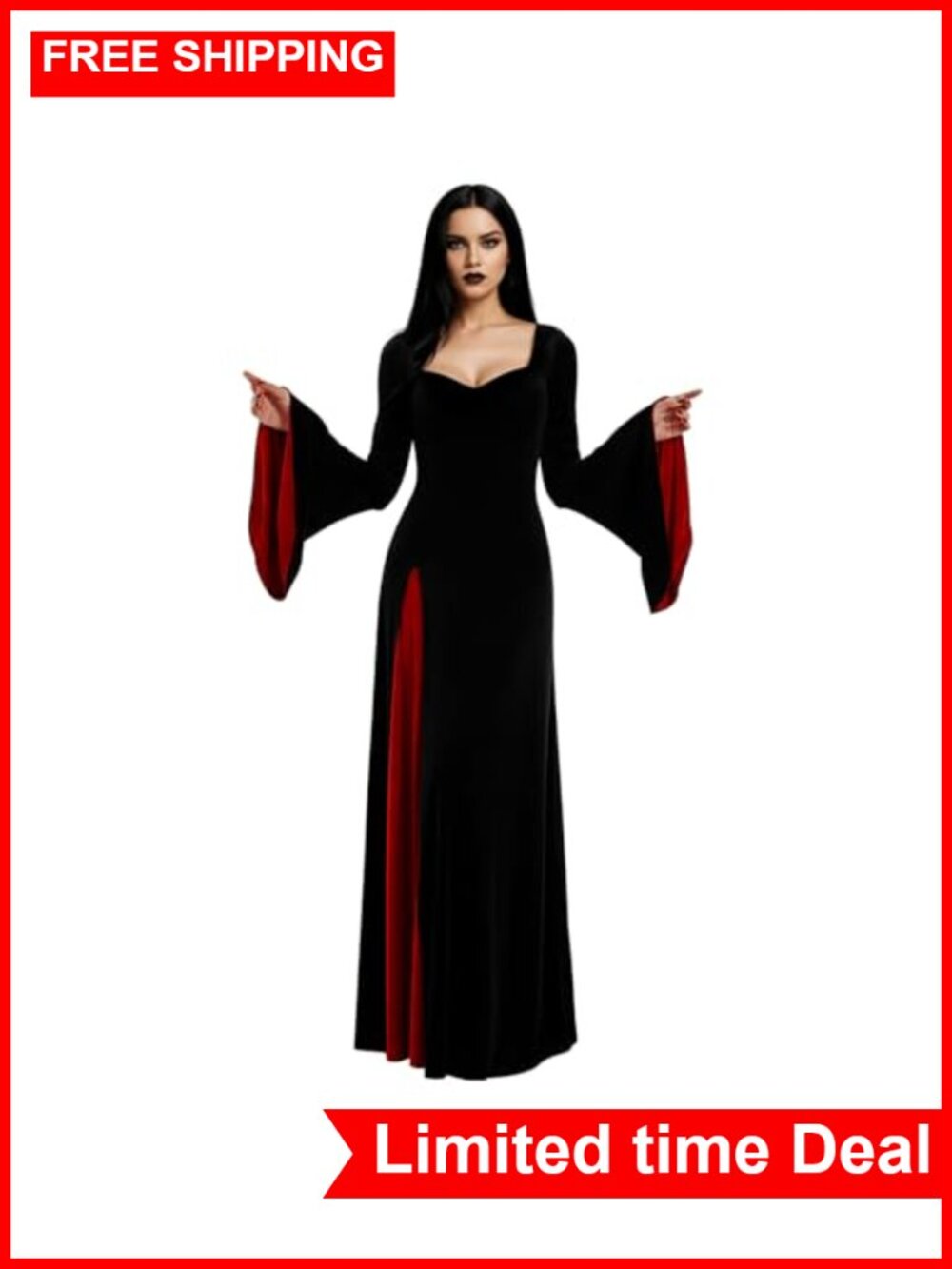 Gothic Maxi Gown Long Sleeve Halloween Costume Dress